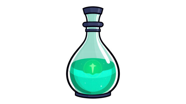 Fantasy magic potion bottle with glowing green liquid