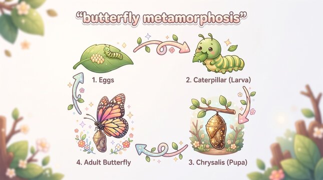 Illustrated Educational Guide to Butterfly Metamorphosis Unraveling the Complete Life Cycle from Tiny Egg to Majestic Adult Butterfly