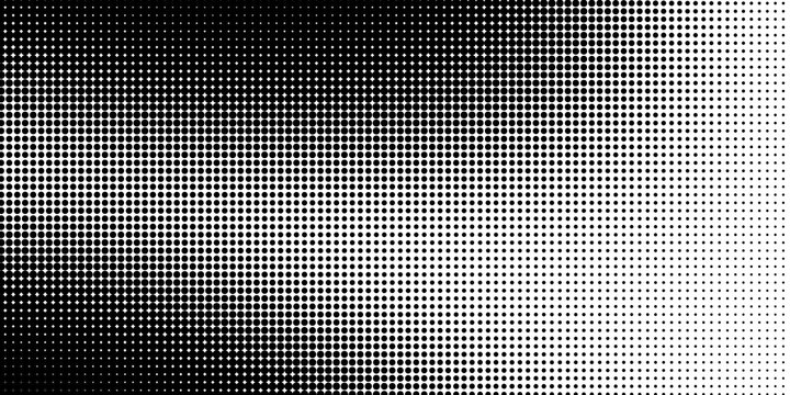 Black and white halftone dot pattern abstract gradient graphic background