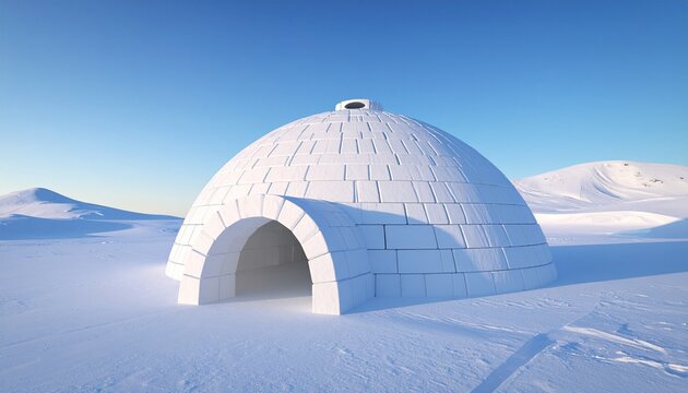 Large igloo in snowy mountains