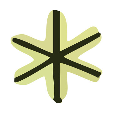 Abstract green asterisk symbol with bold black lines