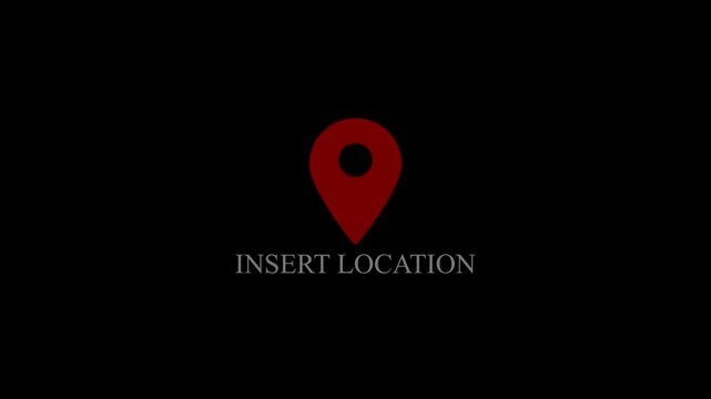Red map pin location marker animation with editable text placeholder
