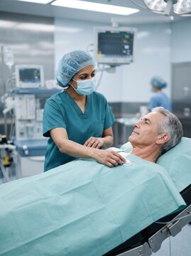 Anesthesiologist Preparing Patient for Surgery
