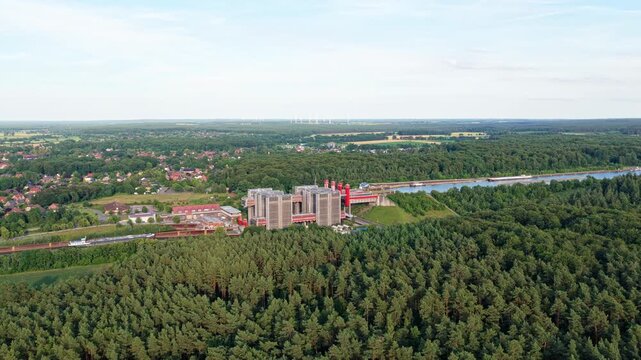 Ship lift and canal waterway. Engineering construction, transport infrastructure and vessel transit. Industrial technology, elevator technology. Waterway transit. Lift technology