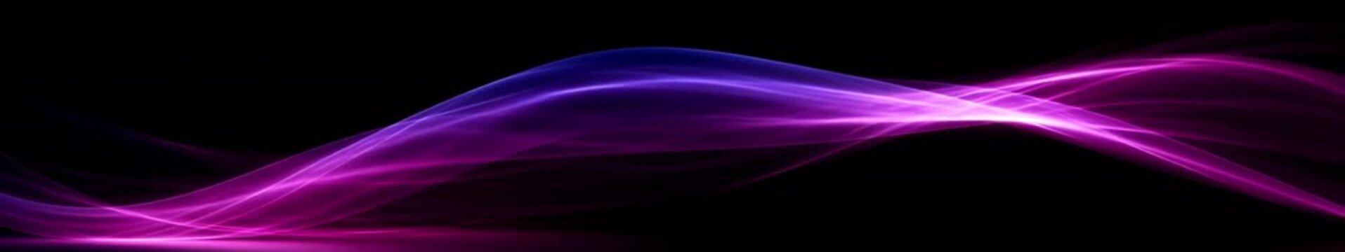 Pastel Purple and Pink Energy Ribbons Flow Through a Panoramic Seamless Loop Animation on a Deep Black Background