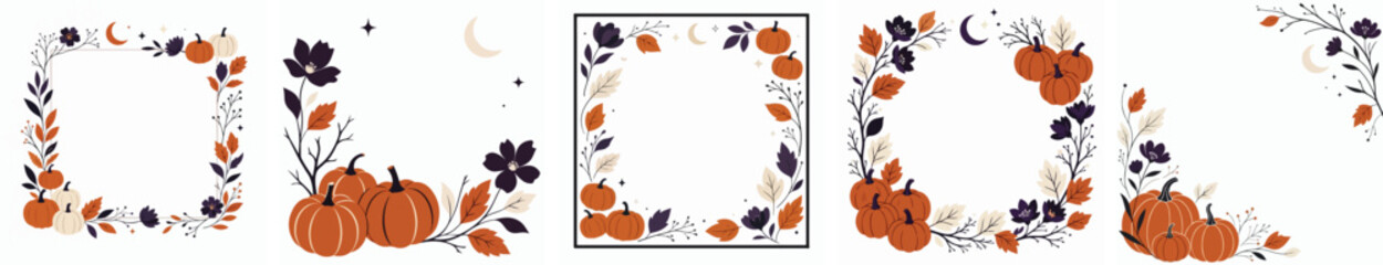 Fototapeta premium Halloween-themed frame vector. Vektor, illustration, minimalist, flat