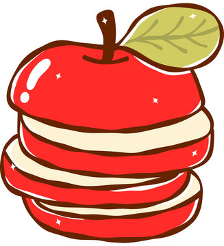 Cute Hand Drawn Sliced Red Apple Vector Illustration Clipart for Fresh Fruit and Autumn Harvest Design