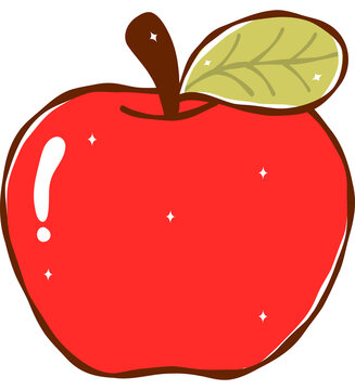 Cute Hand Drawn Whole Red Apple Vector Clipart for Healthy Food Design and Teacher Appreciation