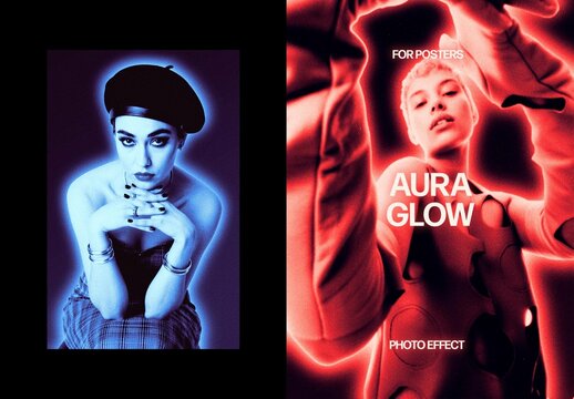 Vertical Aura Glow Photo Effect For Poster And Print Design