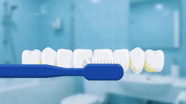 Dental Cleaning and Plaque Removal on Teeth Flat 2D Vector Animation