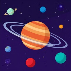 Naklejka premium Solar system with planets and asteroid belt orbiting sun.