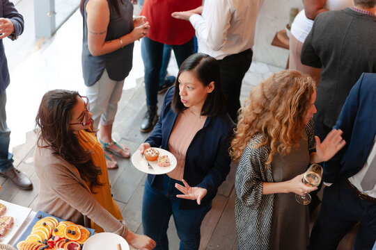 Casual social gathering with food