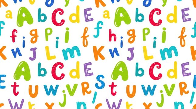 Colorful alphabet letters pattern with uppercase and lowercase abc characters