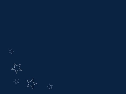 Blue starry background with glowing white sparkling stars arranged on the left side, creating a magical celestial atmosphere with ample copy space.