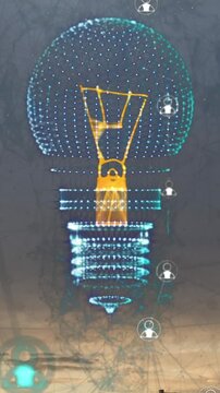 Animation of light bulb and data processing with connections