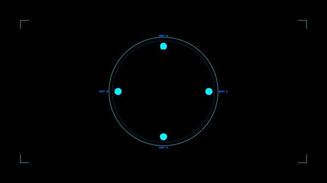 Digital compass HUD interface sci-fi style Smooth Rotating Pointer Glowing Radial Ring Futuristic Holographic Navigation Compass Video Overlay Motion Graphics Stock Footage HD 1080p