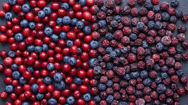 Wild Berries Fresh and Dried Cranberries Blueberries Comparison