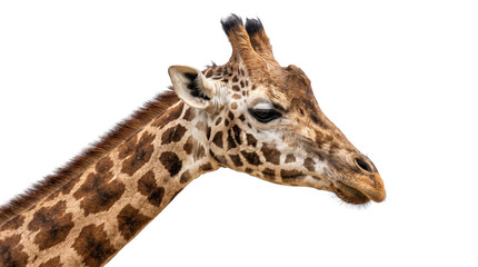 Obraz premium Giraffe head and neck closeup isolated on a transparent background