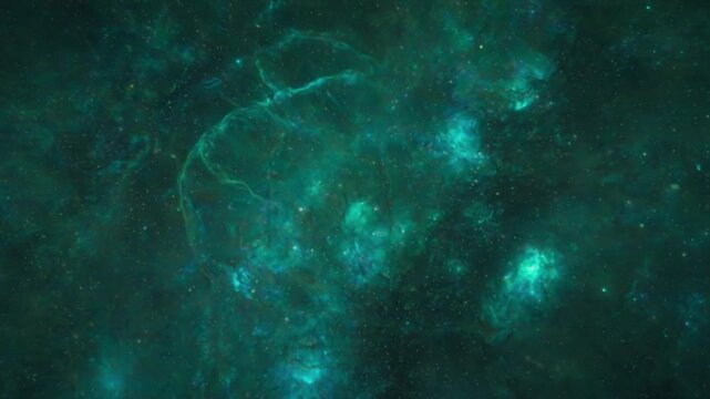 Emerald green stellar nebula galaxy seamless loop, 4K
