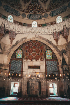 The Eski Cami, the Old Mosque built in the 15th century in the center of Edirne, an Ottoman Empire capital city, Turkiye