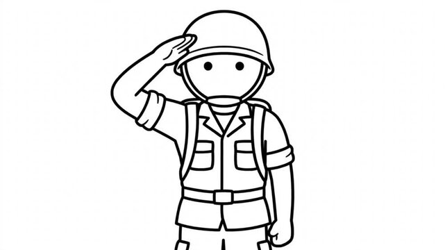 Military helmet cartoon character soldier in various poses