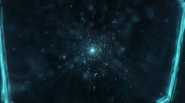 Cyan geometric multiverse space portal seamless loop, 4K