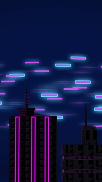 Animation of data processing over cityscape