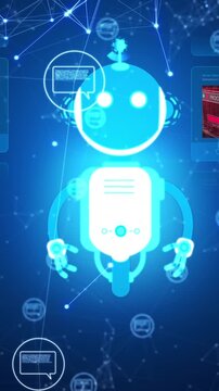 Animation of ai chatbot icon and data processing