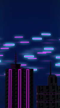 Animation of light trails moving over cityscape