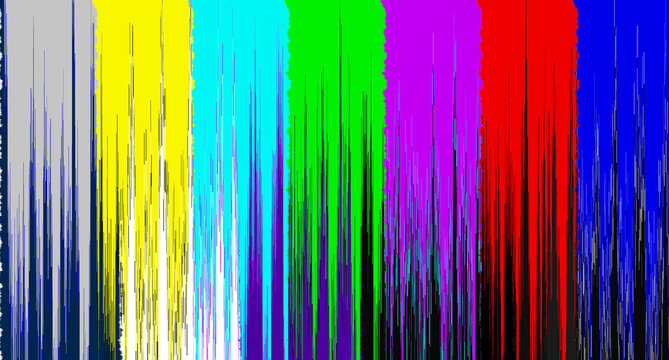 Abstract Glitch TV Test Pattern, Colorful Retro Digital Noise and Pixelated Retro Broadcasting Background