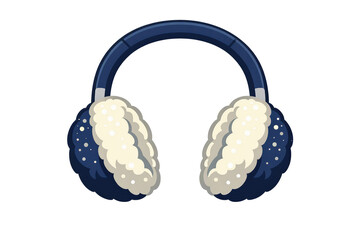 Navy blue winter earmuffs with cream fleece © GoshaMovies