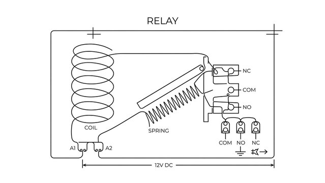 Electrical relay circuit diagram white background.
