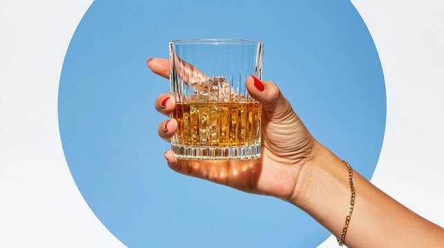 Growth and empowerment concept with woman holding whiskey glass