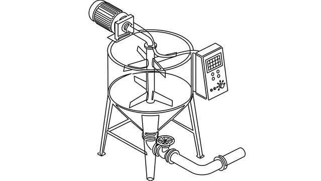 Industrial mixing machine illustration white background.