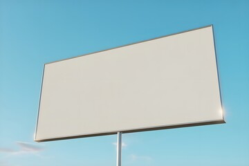 Fototapeta premium Blank Outdoor Billboard Sign Against Clear Blue Sky with Copy Space for Advertising Mockup