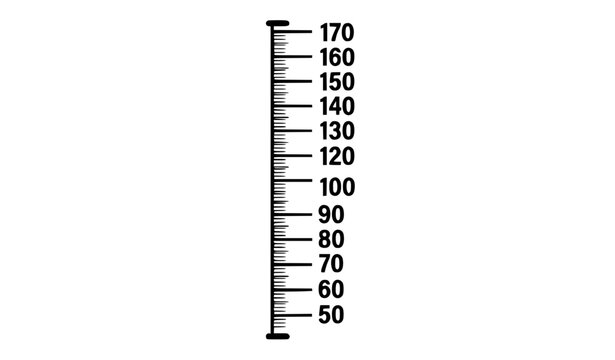 Vertical stadiometer height measurement scale from 50 to 170 centimeters vector
