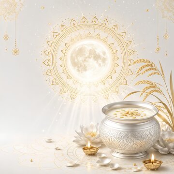 Sharad Purnima celebration background with copy text space - ai generative