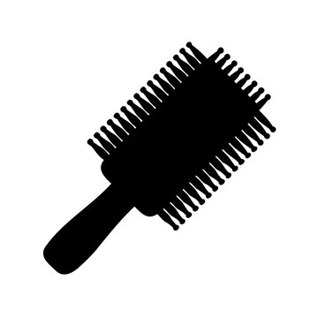Black hairbrush with bristles isolated - Minimalist black hairbrush with dense bristles, clean and simple design for stock use.