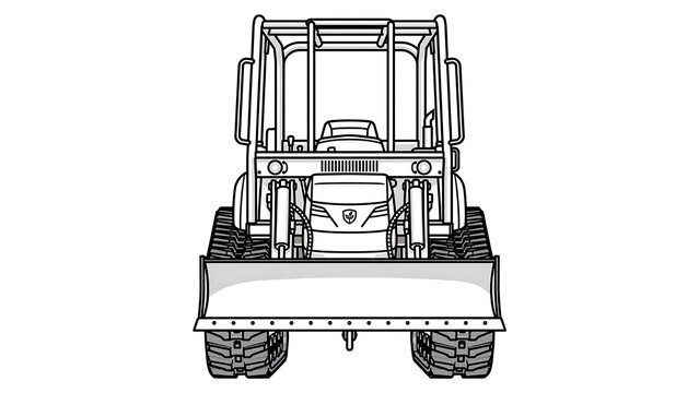 Front loader tractor illustration white background.