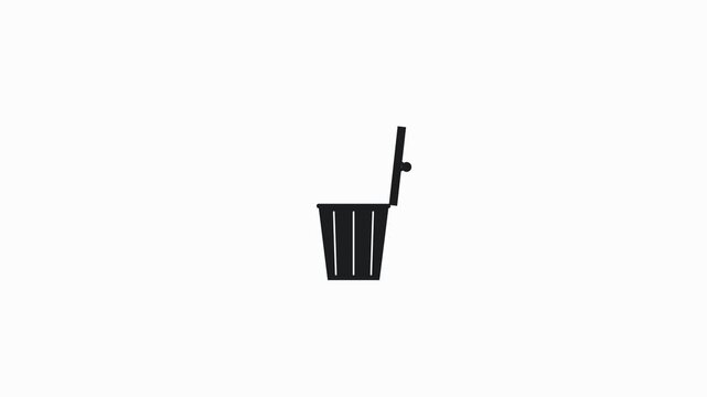 Trash Bin Document Drop 7s - Flat 2D Animation (4K)