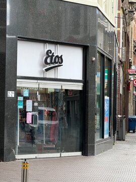 den haag, netherlands - may 11 2026: Etos store entrance visible from a city street in daytime.