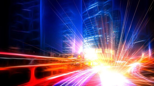 Dynamic streaks of light and motion blur creating a fast-paced visual effect