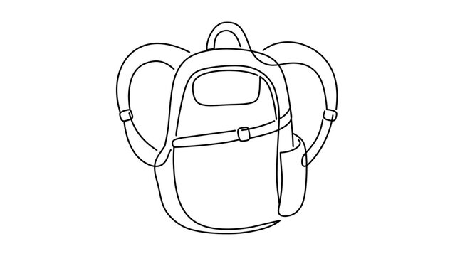 Minimalist backpack sketch white background.