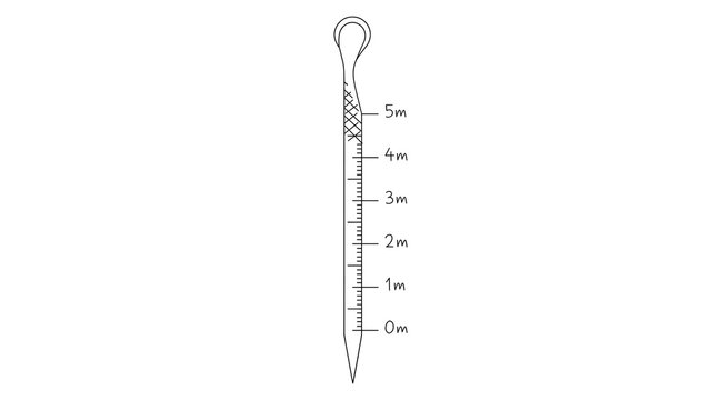 Medical surgical needle with measurements white background.