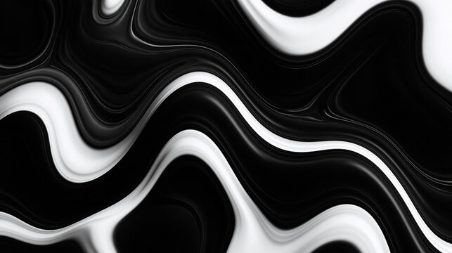 Abstract Black and White Fluid Marble Liquid Texture Background