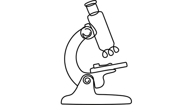 Microscope line art illustration white background.