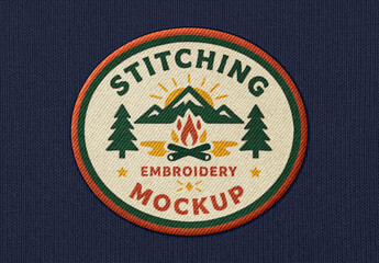 Stitching Embroidery Patch Mockup For Branding And Apparel Design