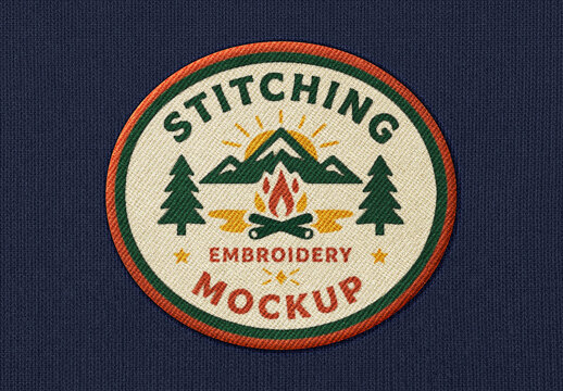 Stitching Embroidery Patch Mockup For Branding And Apparel Design