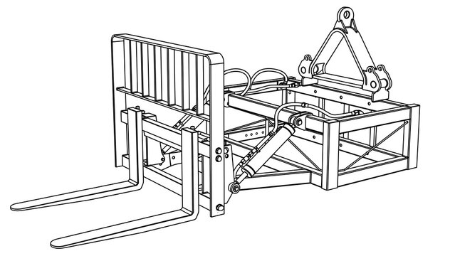 Industrial pallet jack attachment white background.