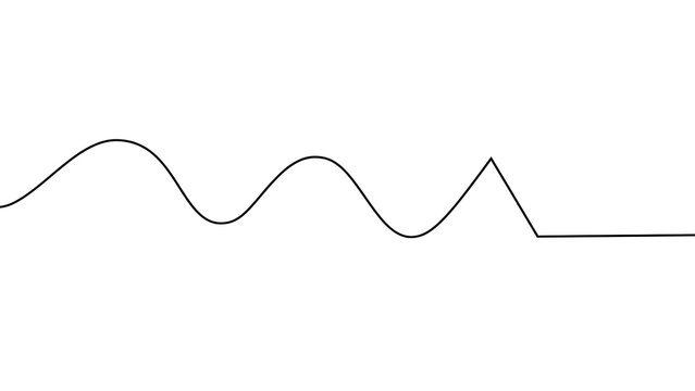 Minimalist black line wave graph white background.